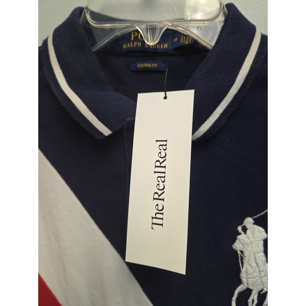 Polo by Ralph Lauren Navy, White & Red Diagonal Stripe Polo Shirt - Picture 7 of 7